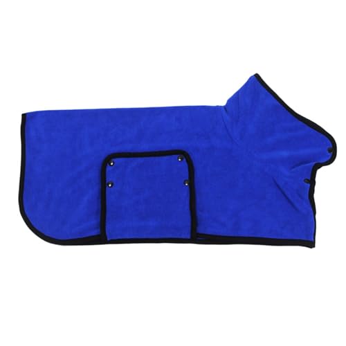 GIBZ Weicher Bademantel für Hunde Katze Badetuch zum Umwickeln Schnell Trocknendes Super Saugfähiges Leichtes Handtuch für Haustiere Blau 2 von GIBZ