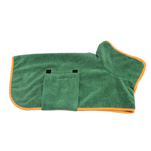 GIBZ Weicher Bademantel für Hunde Katze Badetuch zum Umwickeln Schnell Trocknendes Super Saugfähiges Leichtes Handtuch für Haustiere Grün von GIBZ
