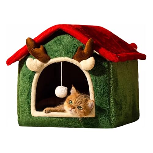 GIBZ Weihnachtsbett Katzen für Kleine Hunde Hundehausbetten Flauschig Rutschfestes Winter-Haustierbett für Kleine Mittelgroße und Große Hunde Grün 45x40x45cm GIBZ Weihnachtsbett Katzen für Kleine Hunde Hundehausbetten Flauschig Rutschfestes Winter-Haustierbett für Kleine Mittelgroße und Große Hunde Grün 45x40x45cm von GIBZ