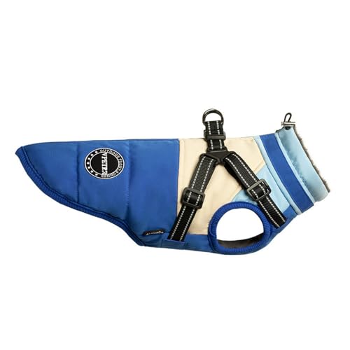 GIBZ Winter Hundejacke, Warme Kleidung mit Fleece und Reflektierendem Geschirr Wasserdicht, Mantel für Kleine und Große Hunde, Blau, S GIBZ Winter Hundejacke, Warme Kleidung mit Fleece und Reflektierendem Geschirr Wasserdicht, Mantel für Kleine und Große Hunde, Blau, S von GIBZ