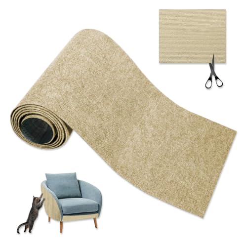 GIDWRIY Selbstklebende Kratzmatte Katze 40 X 200 cm,Kratzschutz Wand,Kratzwand Kratzteppich Katzenkratzmatte Sofa zum Kleben,Scratch Mat,Kratzbretter Wand Katzenteppich,Stoff für Kratzbaum -Khaki von GIDWRIY