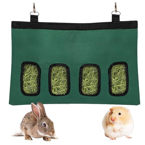 Futterspender für Kaninchen, Heu, zum Aufhängen, mit 4 Löchern, für kleine Haustiere, Grün von GIEEU