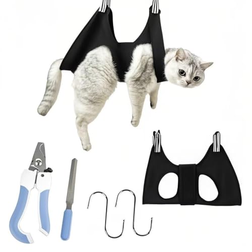 GIEEU Hundepflege-Hängematte, Haustier-Hängemattengeschirr für mittelgroße Hunde/Riesenkatzen mit verstellbarem Klettverschluss, breiter Gurt, Hundeschlingen-Halter für Nagelschneiden, Krallenpflege von GIEEU