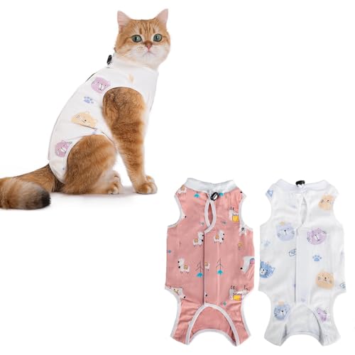 GIEEU Katzen-Genesungsanzug, Schutzbody für Katzen, nach Operationen, Weste nach Operationen, Größe M (2 ~ 4 kg), Genesungsanzug, weibliche Bauchwunden, 2 Stück von GIEEU
