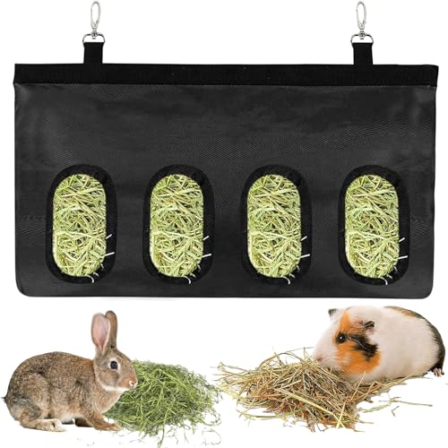 Kaninchen Heutasche,Heu-Futterbeutel,Kleintiere Heutasche,hängende Fütterung Heu mit 4 Fenster für kleine Haustiere, schwarz Kaninchen Heutasche,Heu-Futterbeutel,Kleintiere Heutasche,hängende Fütterung Heu mit 4 Fenster für kleine Haustiere, schwarz von GIEEU