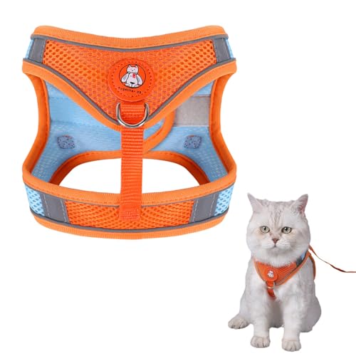 Katzengeschirr und Leine, verstellbare reflektierende Streifen, Leine für kleine ausgewachsene Katzen, ausbruchsicher, geeignet für 2-5 kg Katzen von GIEEU