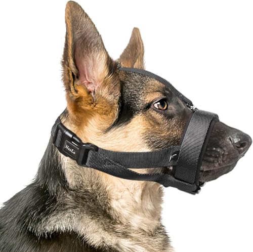 Maulkorb für Hunde, verstellbare Mundabdeckung für mittelgroße und große Hunde, um Bellen, Beißen und Kauen zu verhindern, Leinen-Hundetrainingsmaulkorb ermöglicht Hecheln, schwarz, Schnauzenriemen Maulkorb für Hunde, verstellbare Mundabdeckung für mittelgroße und große Hunde, um Bellen, Beißen und Kauen zu verhindern, Leinen-Hundetrainingsmaulkorb ermöglicht Hecheln, schwarz, Schnauzenriemen von GIEEU