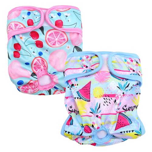 Wiederverwendbare Hundewindeln, waschbare Hündinnen für kleine, mittelgroße Inkontinenz, hochsaugfähige Damenwindeln für Hündinnen bei Hitze (Taille 40 - 50 cm), 2 Packungen von GIEEU