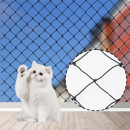 GIFANEO Katzennetz für Balkon und Fenster 6x3m katzenschutznetz mit hochfestem Nylon,Katzennetz für Balkon,Katzenschutznetz Schwarz, Bissfest und alterungsbeständig von GIFANEO