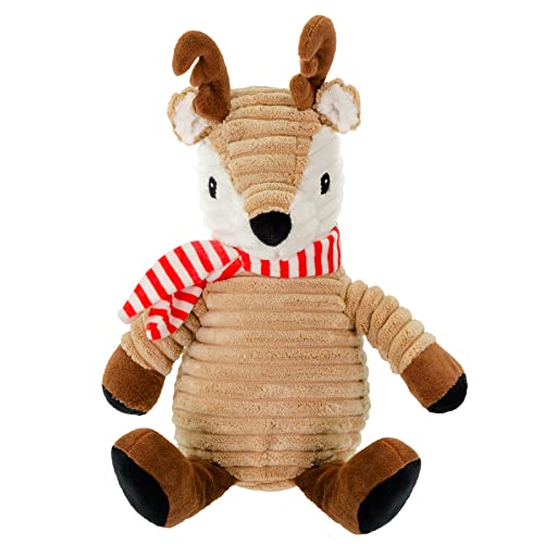 GIFTABLE WORLD Plüsch-Haustier-Spielzeug für Weihnachten, mit Quietschelement, 22,9 cm Rentier mit Schal von GIFTABLE WORLD