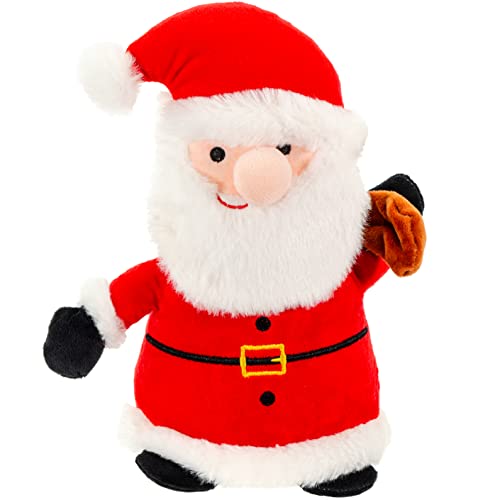 GIFTABLE WORLD Plüsch-Haustier-Spielzeug für Weihnachten, mit Quietschelement, 25,4 cm Weihnachtsmann mit Spielzeugtasche von GIFTABLE WORLD