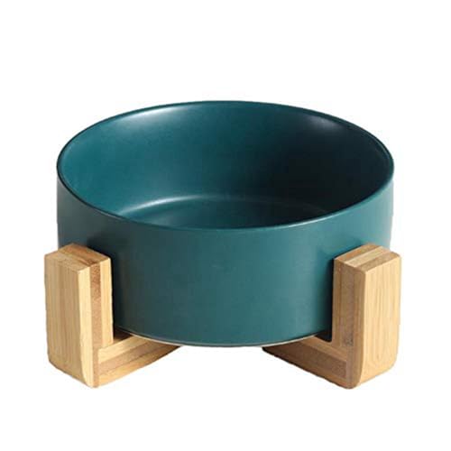 GIISH Keramik-Rundnapf für Hunde und Katzen, Langlebiger Futter- und Wassernapf für Haustiere, mit Holzständer, Schüssel mit Ständer A von GIISH
