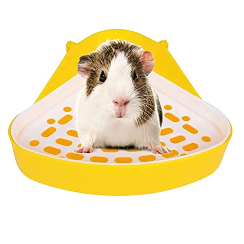 GIMOCOOL Haustier Kaninchen Toilette, Kaninchentoilette, Dreieckiges Toilettensteckbecken, Geeignet Für Kleintiere Hamster, Chinchilla, Meerschweinchen, Kaninchen, Schichtaufbau, Hängende Ausführung von GIMOCOOL