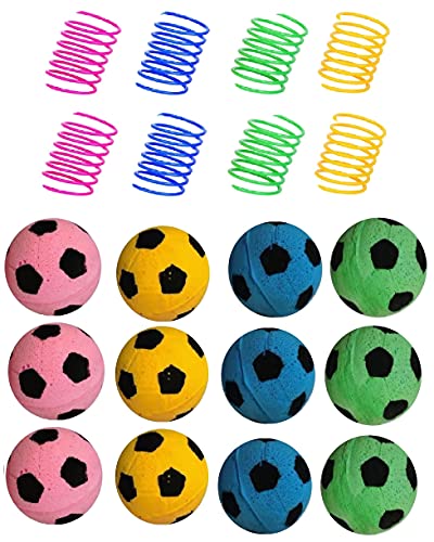 GINFH Schaumstoffball für Katzen, Schaumstoffball, Spielzeug, Katzenfußball, Spielzeug (12 Bälle und 8 Feder) von GINFH