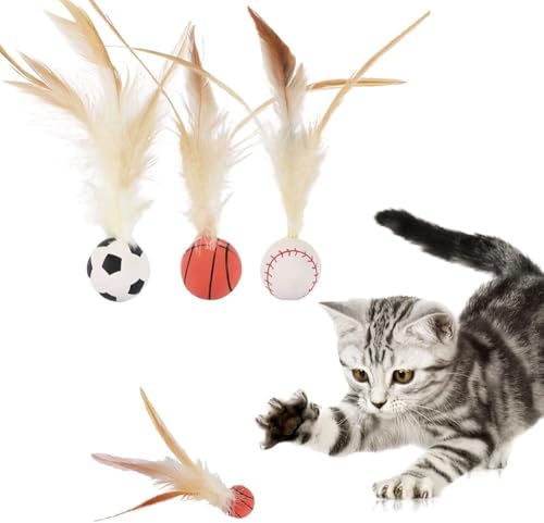 GINGER TECH Hüpfball für Katzen mit Feder, federnder Schwanz, Katzenspielzeug für Indoor-Katzen, interaktives Katzenspielzeug, weiches Kätzchen-Spielzeug, 3 Stück GINGER TECH Hüpfball für Katzen mit Feder, federnder Schwanz, Katzenspielzeug für Indoor-Katzen, interaktives Katzenspielzeug, weiches Kätzchen-Spielzeug, 3 Stück von GINGER TECH