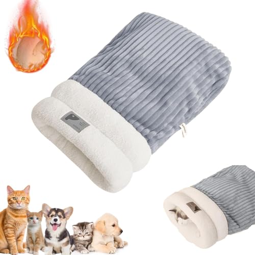 Katzen-Winterschlafsack, Katzenschlafsack für Innenkatzen und kleine Hunde, weicher Plüsch, großer Katzensack, super warmes Katzenbett, 360°-Wickelung, bequemer Haustier-Kuschelsack (Grau, M (für<5 Katzen-Winterschlafsack, Katzenschlafsack für Innenkatzen und kleine Hunde, weicher Plüsch, großer Katzensack, super warmes Katzenbett, 360°-Wickelung, bequemer Haustier-Kuschelsack (Grau, M (für<5 von GINGER TECH