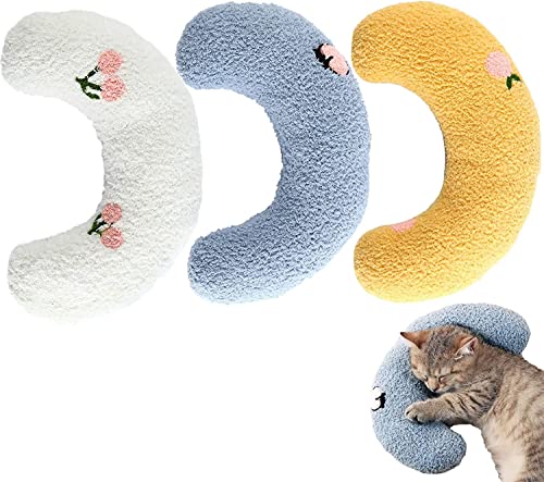 Schönes gemütliches Katzen-Kissen, kleines Kissen für Katzen, ultraweiches, flauschiges Haustier-Beluhigungsspielzeug, waschbar, halbe Donut-Kuschelung für Gelenkentlastung, Schlafen, verbessert den von GINGER TECH