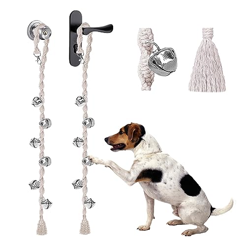 GINIDEAR Hundeglocken zum Hinausgehen & Welpentöpfchentraining, verstellbare Hundetürklingel Ring to Go Töpfchen, handgefertigt mit Premium-Garn, gedrehter Stil, Beige, 2 Stück GINIDEAR Hundeglocken zum Hinausgehen & Welpentöpfchentraining, verstellbare Hundetürklingel Ring to Go Töpfchen, handgefertigt mit Premium-Garn, gedrehter Stil, Beige, 2 Stück von GINIDEAR