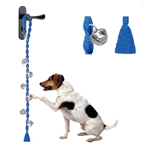GINIDEAR Hundeglocken zum Ausgehen & Welpentöpfchentraining, verstellbare Hundetürklingel Ring to Go Töpfchen, handgefertigt mit Premium-Garn, Twisted Style, Blau GINIDEAR Hundeglocken zum Ausgehen & Welpentöpfchentraining, verstellbare Hundetürklingel Ring to Go Töpfchen, handgefertigt mit Premium-Garn, Twisted Style, Blau von GINIDEAR