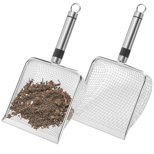 GIONAR 2 Stück Gartensieb aus Edelstahl - Gartensieb Erde - Kompostsieb mit Griff Gartensieb - Sandsieb,Sieb, Erdsieb, Sandsieb (3.8/5mm Masche) von GIONAR