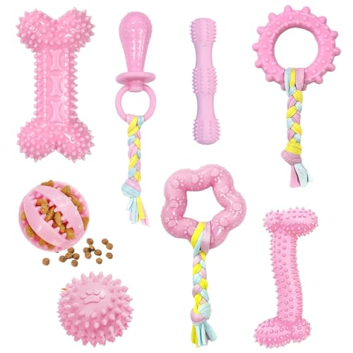 GIOOIG Kauspielzeug für kleine Hunde, 8 Stück, Welpenspielzeug zum Zahnen, interaktiv, um sie zu beschäftigen, niedliches rosa weiches und langlebiges Gummi-Spielzeug für kleine Hunde GIOOIG Kauspielzeug für kleine Hunde, 8 Stück, Welpenspielzeug zum Zahnen, interaktiv, um sie zu beschäftigen, niedliches rosa weiches und langlebiges Gummi-Spielzeug für kleine Hunde von GIOOIG