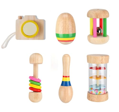 Hasenspielzeug aus Holz, sicheres Kaninchenspielzeug, bissfestes Meerschweinchen-Spielzeug für Chinchillas, Hamster, Kleintiere, zum Zähneknirschen drinnen und draußen, 6 Stück von GIOOIG