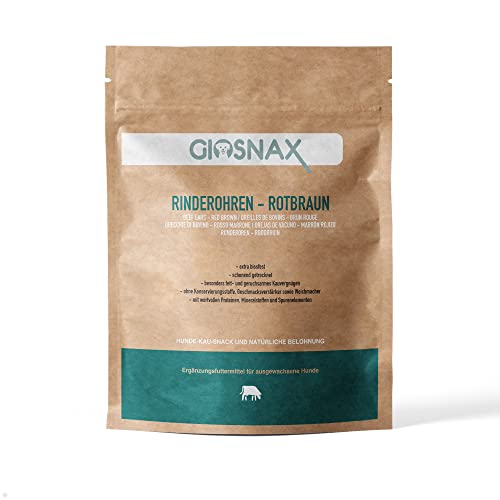 GIOSNAX - Getrocknete Rinderohren Rotbraun Groß, Leckerli, Snack, 100% Rind, für Hunde, ohne Muschel, extra bissfest, schonend getrocknet, Ergänzungsfuttermittel, 15 Stück von GIOSNAX