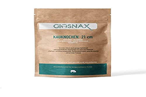 GIOSNAX - Kauknochen, Hundekauknochen, Leckerli, Snack, langanhaltender Kauspaß, 100% gepresste Rinderhaut, für Hunde, Einzelfuttermittel, 21 cm, 3 Stück von GIOSNAX