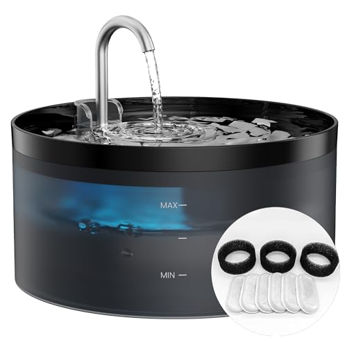 GIOTOHUN Katzenbrunnen mit Wasserhahnform, 3.2L Trinkbrunnen für Katze, Katzenbrunnen für Katzen, Superleise Wasserpumpe, Filtern von Haaren, Leichte Demontage, 6 Filter + 3 Schaumstofffilter GIOTOHUN Katzenbrunnen mit Wasserhahnform, 3.2L Trinkbrunnen für Katze, Katzenbrunnen für Katzen, Superleise Wasserpumpe, Filtern von Haaren, Leichte Demontage, 6 Filter + 3 Schaumstofffilter von GIOTOHUN