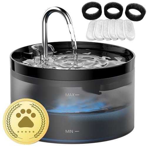 Katzenbrunnen: Trinkbrunnen für Katze - Katzenbrunnen für Katzen - 64oz - Super Silent LED Licht - Durchsichtiger Wassertank - Enthält 6 Filter + 3 Schaumstofffilter - Schwarz - GIOTOHUN Katzenbrunnen: Trinkbrunnen für Katze - Katzenbrunnen für Katzen - 64oz - Super Silent LED Licht - Durchsichtiger Wassertank - Enthält 6 Filter + 3 Schaumstofffilter - Schwarz - GIOTOHUN von GIOTOHUN