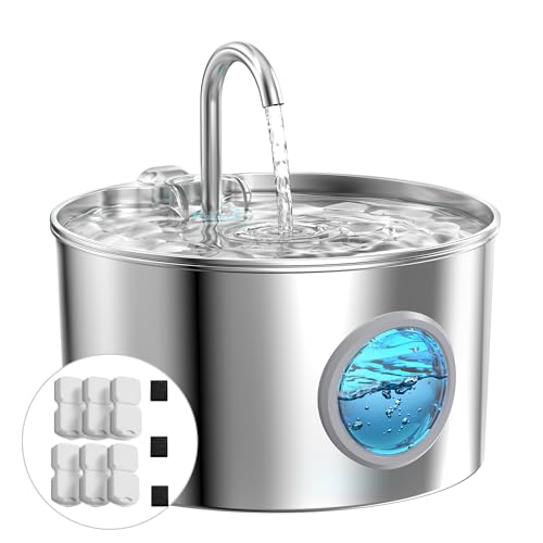 Katzenbrunnen Edelstahl Katzen Trinkbrunnen: Trinkbrunnen für Katze - 2.2L Katzenbrunnen für Katzen - Super Silent Wasserbrunnen für Katzen - Hält das Wasser frisch - mit 6 Kohlefilters + 3 Schwämmes Katzenbrunnen Edelstahl Katzen Trinkbrunnen: Trinkbrunnen für Katze - 2.2L Katzenbrunnen für Katzen - Super Silent Wasserbrunnen für Katzen - Hält das Wasser frisch - mit 6 Kohlefilters + 3 Schwämmes von GIOTOHUN