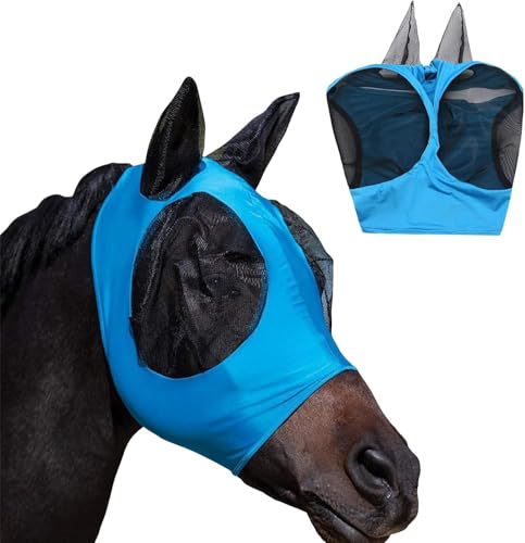 GIUSOBG Fliegenmaske Blau Pferdemaske mit Ohren Schützerschutz mit Large Eye Space Elastisch Pferdefliegenmaske Fliegenmaske Pferd Atmungsaktives Mesh für UV-Schutz und Pferdefliegen GIUSOBG Fliegenmaske Blau Pferdemaske mit Ohren Schützerschutz mit Large Eye Space Elastisch Pferdefliegenmaske Fliegenmaske Pferd Atmungsaktives Mesh für UV-Schutz und Pferdefliegen von GIUSOBG