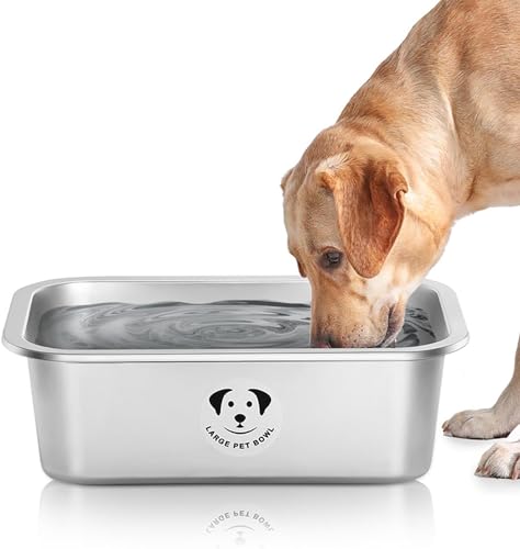 Edelstahl-Hundenäpfe für große Hunde, hohe Kapazität, Metall-Hundenäpfe, Hundefutter- und Wassernäpfe für große, große und große Hunde, 10 l Edelstahl-Hundenäpfe für große Hunde, hohe Kapazität, Metall-Hundenäpfe, Hundefutter- und Wassernäpfe für große, große und große Hunde, 10 l von GIXSEGIE