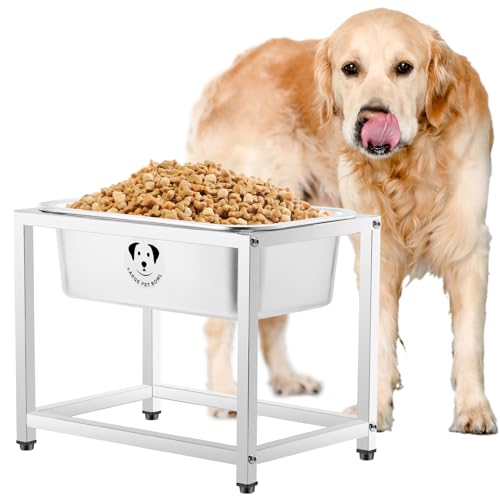Erhöhter Wassernapf aus Edelstahl mit Ständer für große Hunde, hohe Kapazität, Metall-Hundenapf, Hundefutter- und Wassernäpfe für große, große und große Hunde, 4 l Erhöhter Wassernapf aus Edelstahl mit Ständer für große Hunde, hohe Kapazität, Metall-Hundenapf, Hundefutter- und Wassernäpfe für große, große und große Hunde, 4 l von GIXSEGIE