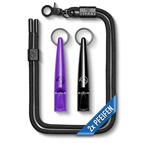 GIZZY® 2X Hundepfeife lauter & weitreichender Pfeifton I 2X Hundepfeifen ideal als Erziehungshilfen für Hunde I Zum Hundetraining Bellen o. als Hundepfeife Rückruf geeignet I Inkl. wertigem Band von GIZZY