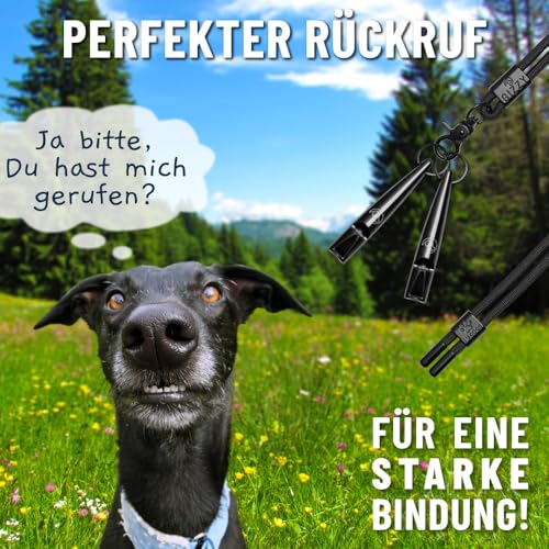 GIZZY® 2X Hundepfeife lauter & weitreichender Pfeifton I 2X Hundepfeifen ideal als Erziehungshilfen für Hunde I Zum Hundetraining Bellen o. als Hundepfeife Rückruf geeignet I Inkl. wertigem Band von GIZZY
