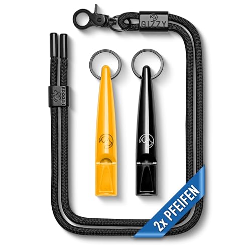 GIZZY® 2X Hundepfeife lauter & weitreichender Pfeifton I 2X Hundepfeifen ideal als Erziehungshilfen für Hunde I Zum Hundetraining Bellen o. als Hundepfeife Rückruf geeignet I Inkl. wertigem Band von GIZZY