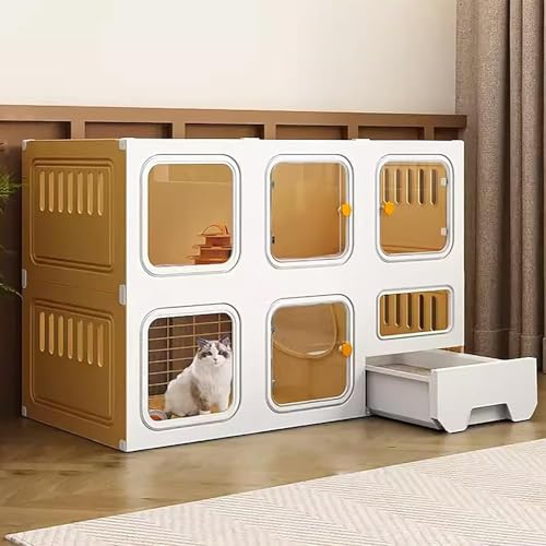 Katzenkäfig für den Innenbereich, mit Katzenleiter, Kratzbaum und Katzenbett, Kleintierkäfig, geeignet für Kätzchen, Welpen, Meerschweinchen, Kaninchen, Chinchillas, Frettchen, große Übungen (Größe: Katzenkäfig für den Innenbereich, mit Katzenleiter, Kratzbaum und Katzenbett, Kleintierkäfig, geeignet für Kätzchen, Welpen, Meerschweinchen, Kaninchen, Chinchillas, Frettchen, große Übungen (Größe: von GJVBGA