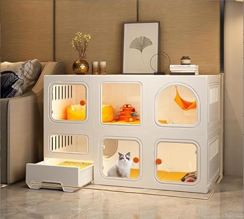 Katzenkäfig für den Innenbereich, mit Katzenleiter, Kratzbaum und Katzenbett, Kleintierkäfig, geeignet für Kätzchen, Welpen, Meerschweinchen, Kaninchen, Chinchillas, Frettchen, große Übungen (Größe: Katzenkäfig für den Innenbereich, mit Katzenleiter, Kratzbaum und Katzenbett, Kleintierkäfig, geeignet für Kätzchen, Welpen, Meerschweinchen, Kaninchen, Chinchillas, Frettchen, große Übungen (Größe: von GJVBGA