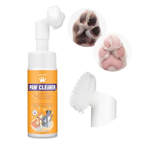 Hunde Pfotenreiniger für Hunde (150ml) | Hundepfotenbürste | Hundepfoten Reiniger | No Rinse Schäumendes Shampoo für Haustiere | Hunde Katzen Pfotenpflege Zubehör | Hunde Sachen (parfümfrei) von GJYC PET