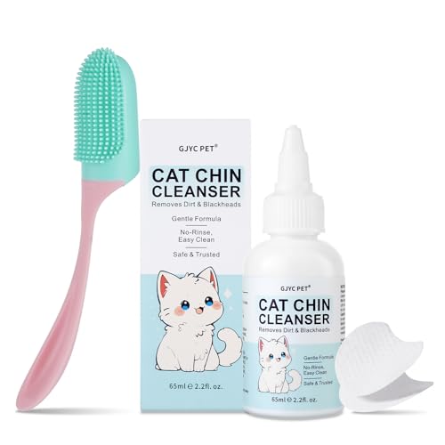 GJYC PET Katzen-Kinnreiniger | Akne-Behandlung & Gesichtspflege gegen Mitesser – Set mit Bürste & Akne-Tüchern | Beruhigt und schützt die Hautgesundheit, 65 ml von GJYC PET