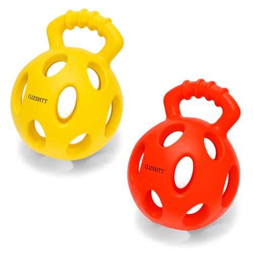 GJZSHTT Langlebiges Hunde-Puzzle-Spielzeug, interaktive Hundebälle mit Griff und Löchern für Tauziehen, Leckerli-Dosierung, langsames Füttern und IQ-Training, Gummi-Kugelhantel-Design, 10 x 13,2 cm, GJZSHTT Langlebiges Hunde-Puzzle-Spielzeug, interaktive Hundebälle mit Griff und Löchern für Tauziehen, Leckerli-Dosierung, langsames Füttern und IQ-Training, Gummi-Kugelhantel-Design, 10 x 13,2 cm, von GJZSHTT