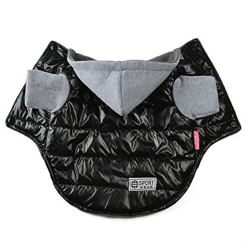 Herbst Und Winter Warmer Fleece-Hundemantel Kleine Und Mittlere Hundekleidung Mantel Chihuahua Mops Kapuzenmantel wasserdichte Hundemantel Haustierkleidung,Schwarz,8 von GKRB