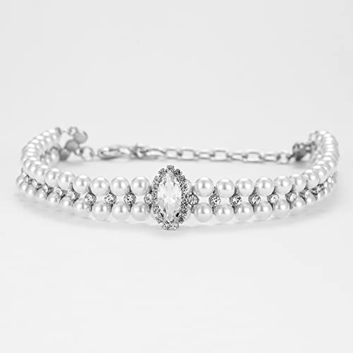 Hunde- Und Katzen-Perlenhalsband Mit Kristall-Strass-Perlen-Katzenhalsband-Halskette, Verstellbares PU-Leder-Haustierhalsband, Chihuahua-Mopshalsband,D,S Hunde- Und Katzen-Perlenhalsband Mit Kristall-Strass-Perlen-Katzenhalsband-Halskette, Verstellbares PU-Leder-Haustierhalsband, Chihuahua-Mopshalsband,D,S von GKRB