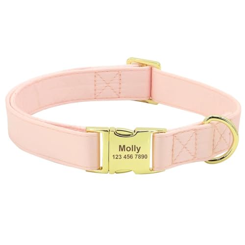 Hundehalsband, Leder, personalisierbar, mit Gravur, Anti-Verlust, verstellbares Haustierhalsband für kleine, mittelgroße und große Hunde, Französische Bulldogge, Mops, A, L Hundehalsband, Leder, personalisierbar, mit Gravur, Anti-Verlust, verstellbares Haustierhalsband für kleine, mittelgroße und große Hunde, Französische Bulldogge, Mops, A, L von GKRB