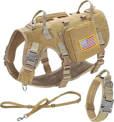 Militärisches Taktisches Nylon-Hundegeschirr, Halsband-Leine-Set, Großer Hund, Camping, Training, Jagdgeschirr, Weste Für Deutschen Schäferhund, Französische Bulldogge, Labrador,Khaki,L Militärisches Taktisches Nylon-Hundegeschirr, Halsband-Leine-Set, Großer Hund, Camping, Training, Jagdgeschirr, Weste Für Deutschen Schäferhund, Französische Bulldogge, Labrador,Khaki,L von GKRB