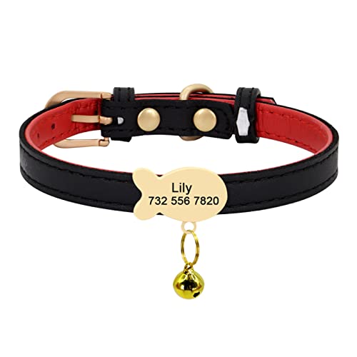 Niedliches, Personalisiertes Hundehalsband Aus Leder Mit Glöckchen, Fischmarke, Namensschild, Anti-Verlust-Haustierhalsband, Verstellbares, Individuell Graviertes Hundehalsband Für Chihuahua von GKRB