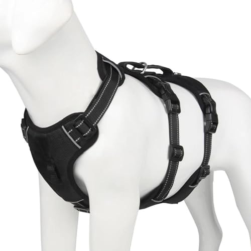 Reflektierendes Anti-Shedding-Hundegeschirr Für Den Außenbereich, Verstellbares Mittelgroßes Und Großes Hundegeschirr, Robustes Nylon-Hundecamping-Jagd-Trainingsgeschirr,Schwarz,M Reflektierendes Anti-Shedding-Hundegeschirr Für Den Außenbereich, Verstellbares Mittelgroßes Und Großes Hundegeschirr, Robustes Nylon-Hundecamping-Jagd-Trainingsgeschirr,Schwarz,M von GKRB