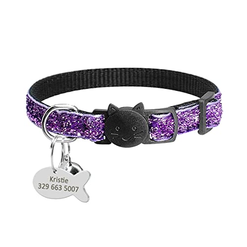 Schnellverschluss-Katzenhalsband, Sicheres Breakaway-Katzenhalsband, Personalisiertes Katzen- Und Hundehalsband, Individuelle Katzenhalsband-Halskette Mit Glöckchen Für Chihuahua, Mops,J,S-H von GKRB