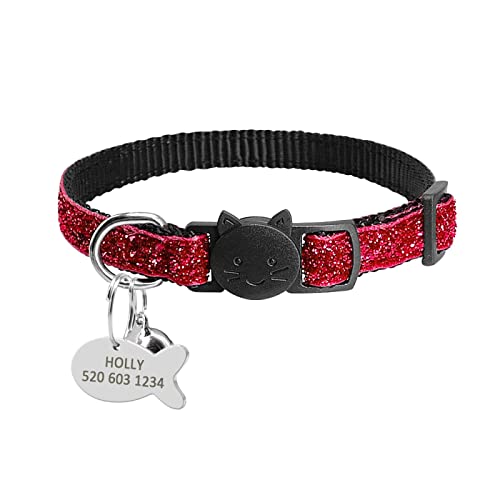 Schnellverschluss-Katzenhalsband, Sicheres Breakaway-Katzenhalsband, Personalisiertes Katzen- Und Hundehalsband, Individuelle Katzenhalsband-Halskette Mit Glöckchen Für Chihuahua, Mops,K,S-H von GKRB